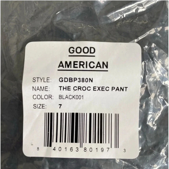 $179 NWT Good American The Croc Exec Pant Black High Waist Suede Plus Size 7 4XL - Picture 7 of 16